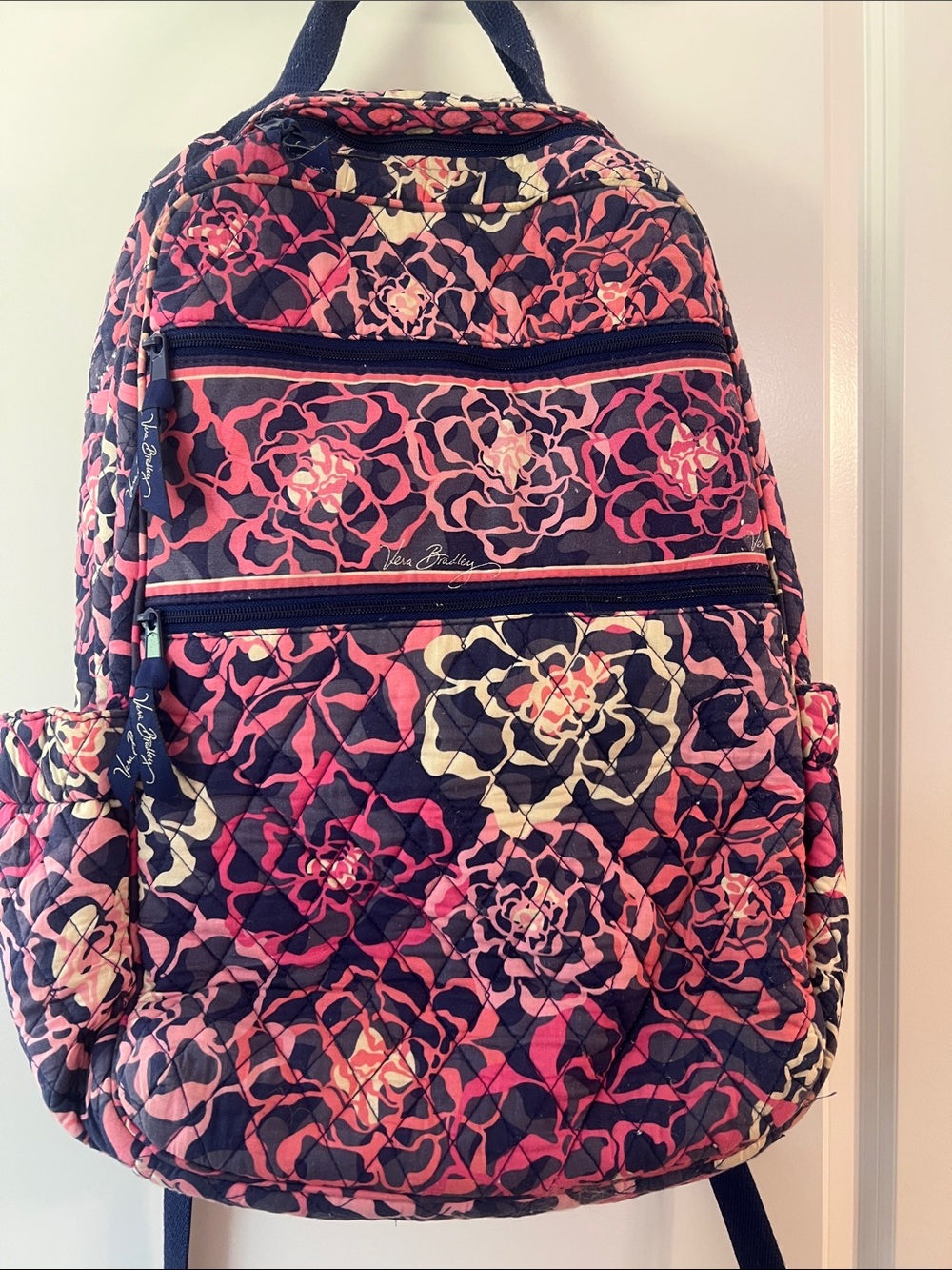 Vera Bradley Navy & Pink Floral Quilted Backpack